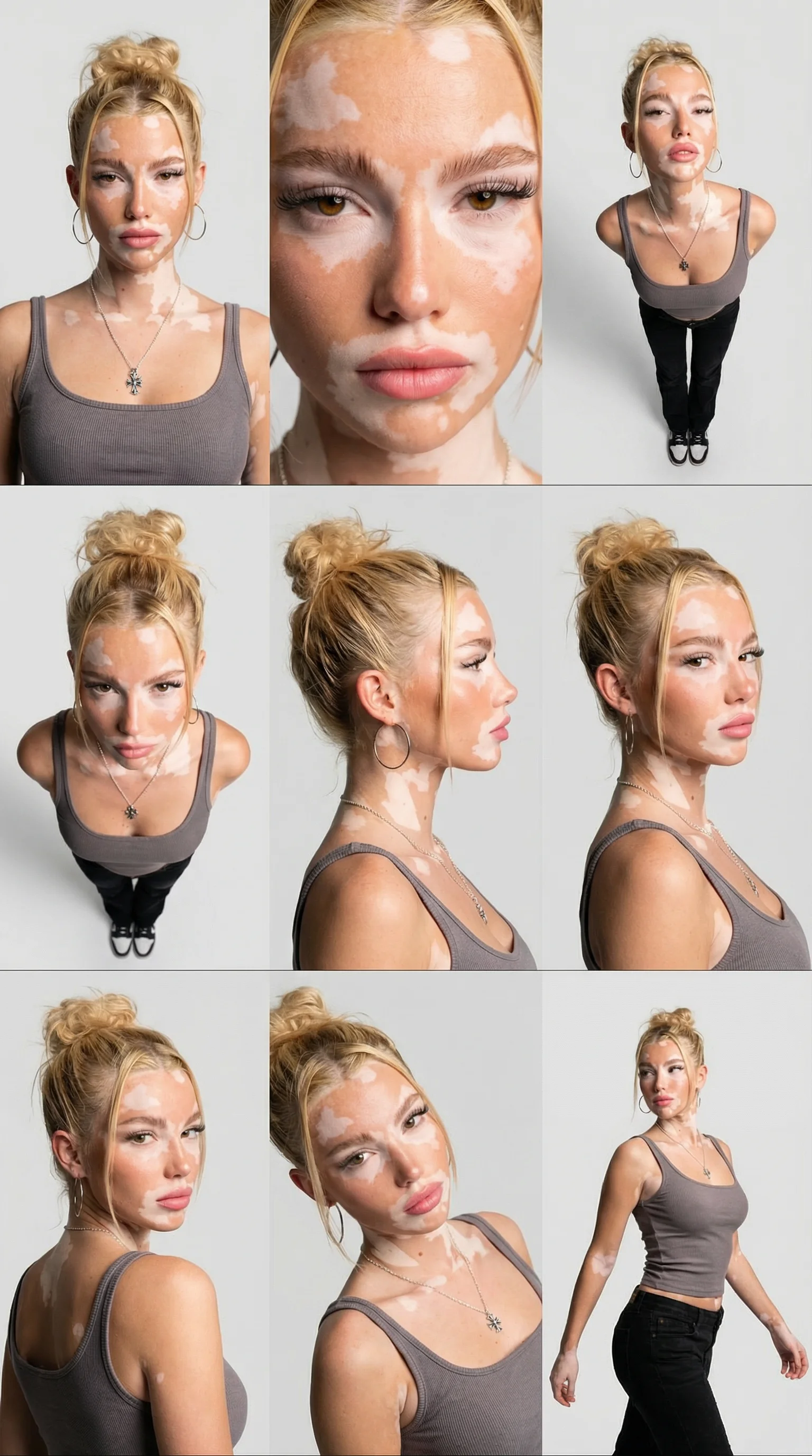 The same influencer face kept consistent across video, angles and expressions